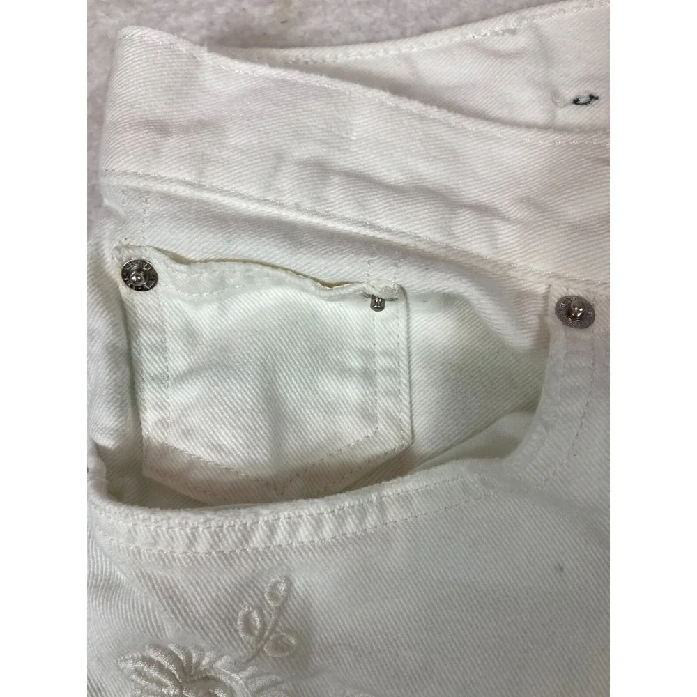 Lauren Ralph Lauren Pants Womens 12P White Cropped Distressed Embroidered Eyelet